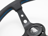 atc ステアリング RALLYE CONE 95 ブラックエアレザー/ブルーステッチ