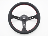 atc ステアリング RALLYE CONE 95 ブラックエアレザー/レッドステッチ
